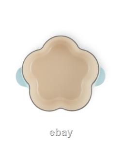 Le Creuset Cocotte Fleur Flower Purist Blue 20cm 2L Silver Knob Dutch oven NIB