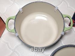 Le Creuset Cocotte Palm Green 18cm 2Qt Cast Iron Dutch Oven Silver knob NIB