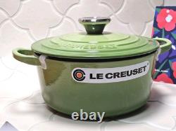 Le Creuset Cocotte Palm Green 18cm 2Qt Cast Iron Dutch Oven Silver knob NIB