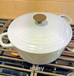 Le Creuset D #22 Cast Iron & Enamel Light Grey-Blue Dutch Oven 3 1/2 QT EUC