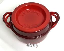 Le Creuset Doufeu Cast Iron Dutch Oven #20 Red 2.5 Qt Recessed Lid Braising Pot