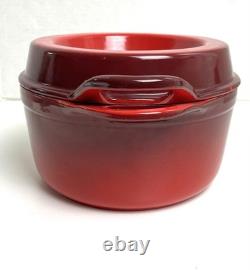 Le Creuset Doufeu Cast Iron Dutch Oven #20 Red 2.5 Qt Recessed Lid Braising Pot