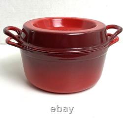 Le Creuset Doufeu Cast Iron Dutch Oven #20 Red 2.5 Qt Recessed Lid Braising Pot