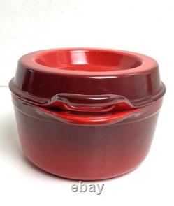 Le Creuset Doufeu Cast Iron Dutch Oven #20 Red 2.5 Qt Recessed Lid Braising Pot