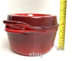 Le Creuset Doufeu Cast Iron Dutch Oven #20 Red 2.5 Qt Recessed Lid Braising Pot