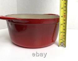 Le Creuset Doufeu Cast Iron Dutch Oven #20 Red 2.5 Qt Recessed Lid Braising Pot