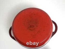 Le Creuset Doufeu Cast Iron Dutch Oven #20 Red 2.5 Qt Recessed Lid Braising Pot