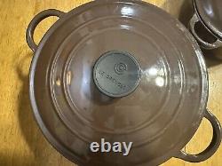 Le Creuset Dutch Oven #24 E Cast Iron Enamel Brown & #18 2 Quarts With Lids