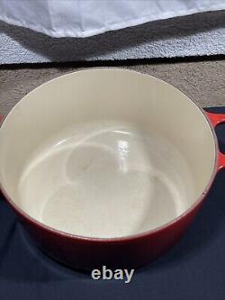 Le Creuset Dutch Oven 5.5 Qt Red Enamel Cast Iron #26 France Matching Lid