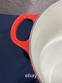 Le Creuset Dutch Oven 5.5 Qt Red Enamel Cast Iron #26 France Matching Lid