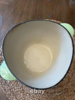 Le Creuset Dutch Oven Cocotte Green Apple French Enameled Cast Iron Pot Lid