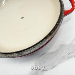 Le Creuset Dutch Oven Size 30 / 12? Flame Red Enameled Cast Iron BONUS Glass Lid