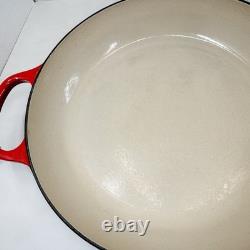 Le Creuset Dutch Oven Size 30 / 12? Flame Red Enameled Cast Iron BONUS Glass Lid