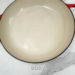 Le Creuset Dutch Oven Size 30 / 12? Flame Red Enameled Cast Iron BONUS Glass Lid