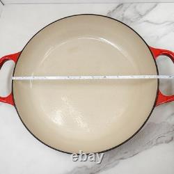 Le Creuset Dutch Oven Size 30 / 12? Flame Red Enameled Cast Iron BONUS Glass Lid