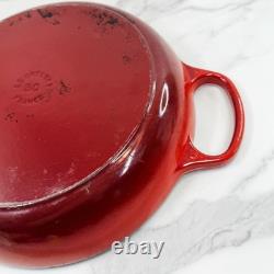 Le Creuset Dutch Oven Size 30 / 12? Flame Red Enameled Cast Iron BONUS Glass Lid