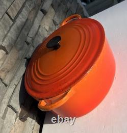 Le Creuset E Orange Flame Enamel Cast Iron Dutch Oven With Lid