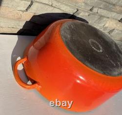 Le Creuset E Orange Flame Enamel Cast Iron Dutch Oven With Lid