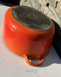 Le Creuset E Orange Flame Enamel Cast Iron Dutch Oven With Lid