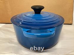 Le Creuset Enameled Cast Iron Dutch Oven #18 Double Handle with Lid Blue France