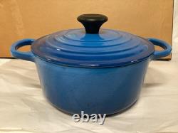 Le Creuset Enameled Cast Iron Dutch Oven #18 Double Handle with Lid Blue France