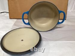 Le Creuset Enameled Cast Iron Dutch Oven #18 Double Handle with Lid Blue France