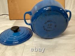 Le Creuset Enameled Cast Iron Dutch Oven #18 Double Handle with Lid Blue France