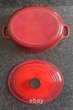 Le Creuset Enameled Cast Iron Oval Dutch Oven 3.5 Qt #27 Cerise Red
