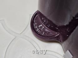 Le Creuset Fig Purple Flower Fleur Dutch Oven 2.1Qt Gold Knob Black Matte Enamel