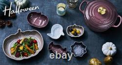 Le Creuset Fig Purple Flower Fleur Dutch Oven 2.1Qt Gold Knob Black Matte Enamel
