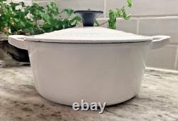 Le Creuset France #18 White Enamel Cast Iron Round Dutch Oven 1.5 Qt EUC