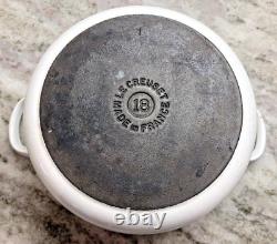 Le Creuset France #18 White Enamel Cast Iron Round Dutch Oven 1.5 Qt EUC