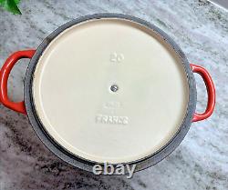 Le Creuset France #20 Cerise Red Enamel Dutch Oven 2.75 QT withLid Silver Knob