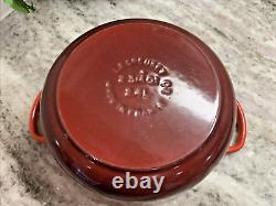 Le Creuset France #20 Cerise Red Enamel Dutch Oven 2.75 QT withLid Silver Knob