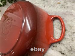 Le Creuset France #20 Cerise Red Enamel Dutch Oven 2.75 QT withLid Silver Knob