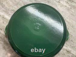 Le Creuset France #24 Dark Green Enameled Cast Iron Dutch Oven With Lid EUC
