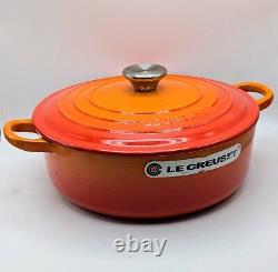 Le Creuset France #24 Orange Enameled Cast Iron Dutch Oven With Lid 4.5 Qt