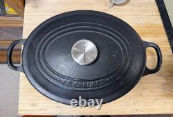 Le Creuset France #25 3.5 Quart 9 3/4 Oval Satin Black Enamel Dutch Oven