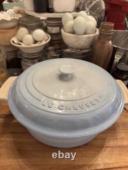 Le Creuset France #27 Light Blue Enameled Oval Cast Iron Dutch Oven 4.25Qt NEW