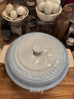 Le Creuset France #27 Light Blue Enameled Oval Cast Iron Dutch Oven 4.25Qt NEW