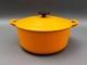 Le Creuset France #e Vintage Yellow Enamel Round Cast Iron Dutch Oven With Lid