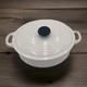Le Creuset France Oval Cocotte Dutch Oven #27 White Cast Iron 4.5 Quart Pot Lid
