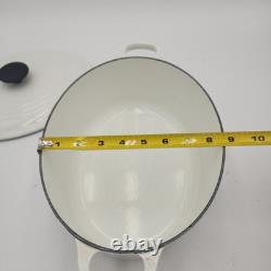 Le Creuset France Oval Cocotte Dutch Oven #27 White Cast Iron 4.5 Quart Pot Lid