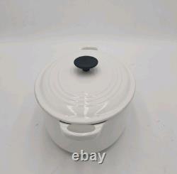 Le Creuset France Oval Cocotte Dutch Oven #27 White Cast Iron 4.5 Quart Pot Lid