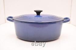 Le Creuset France Oval Dutch Oven #25 withLid Enameled Cast Iron Blue 3.5 Quart