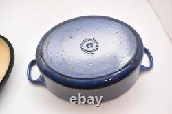 Le Creuset France Oval Dutch Oven #25 withLid Enameled Cast Iron Blue 3.5 Quart