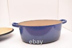 Le Creuset France Oval Dutch Oven #25 withLid Enameled Cast Iron Blue 3.5 Quart