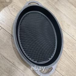 Le Creuset Gray Cast Iron 28 Oval Dutch Oven with Grill Pan Lid
