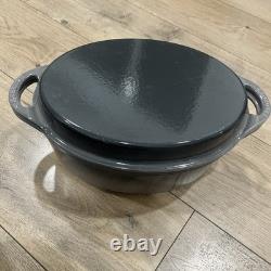 Le Creuset Gray Cast Iron 28 Oval Dutch Oven with Grill Pan Lid