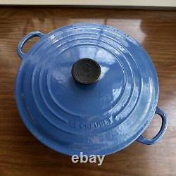 Le Creuset No. 28 Round Dutch Oven Blue 7 1/4 Quart With Lid 7.25 Cast Iron